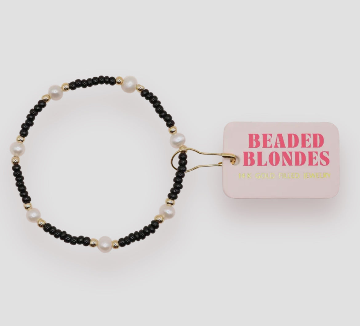 Beaded Blondes Black Pearl Bracelet-Petite