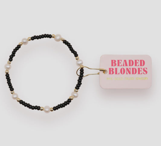 Beaded Blondes Black Pearl Bracelet-Petite