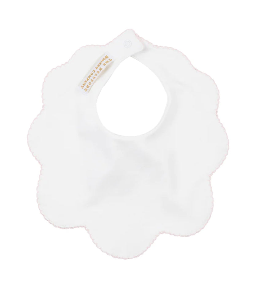 Beaufort Bonnet Bellyful Bib-Worth Avenue White With Palm Beach Pink Picot Trim