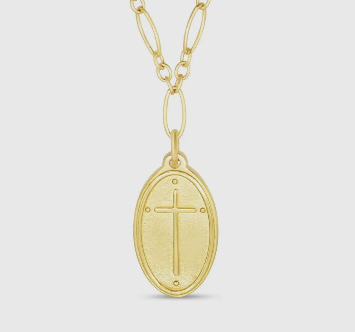 Madison Sterling Bracelet (Petite Pendant)-Oval Cross/Romans 5:8