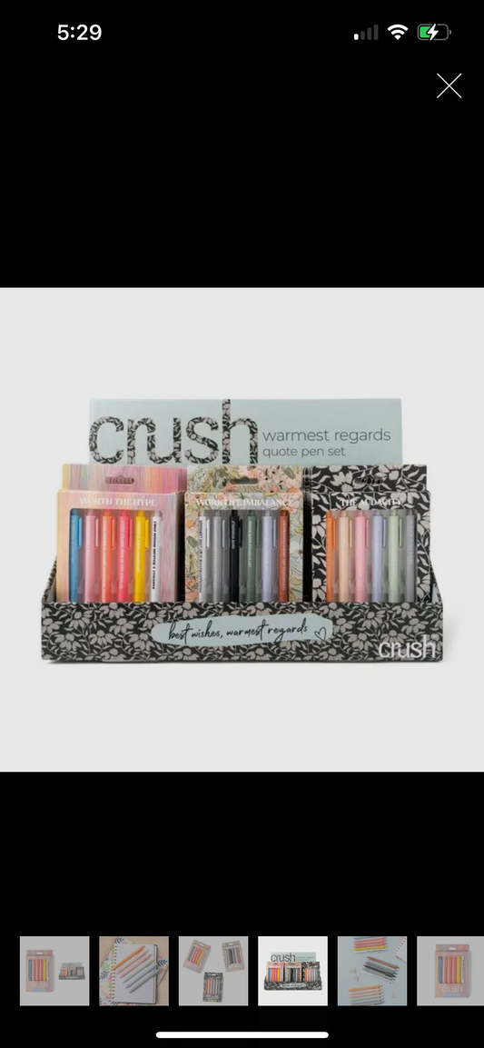 Crush Warmest Regards Quote Pen Set
