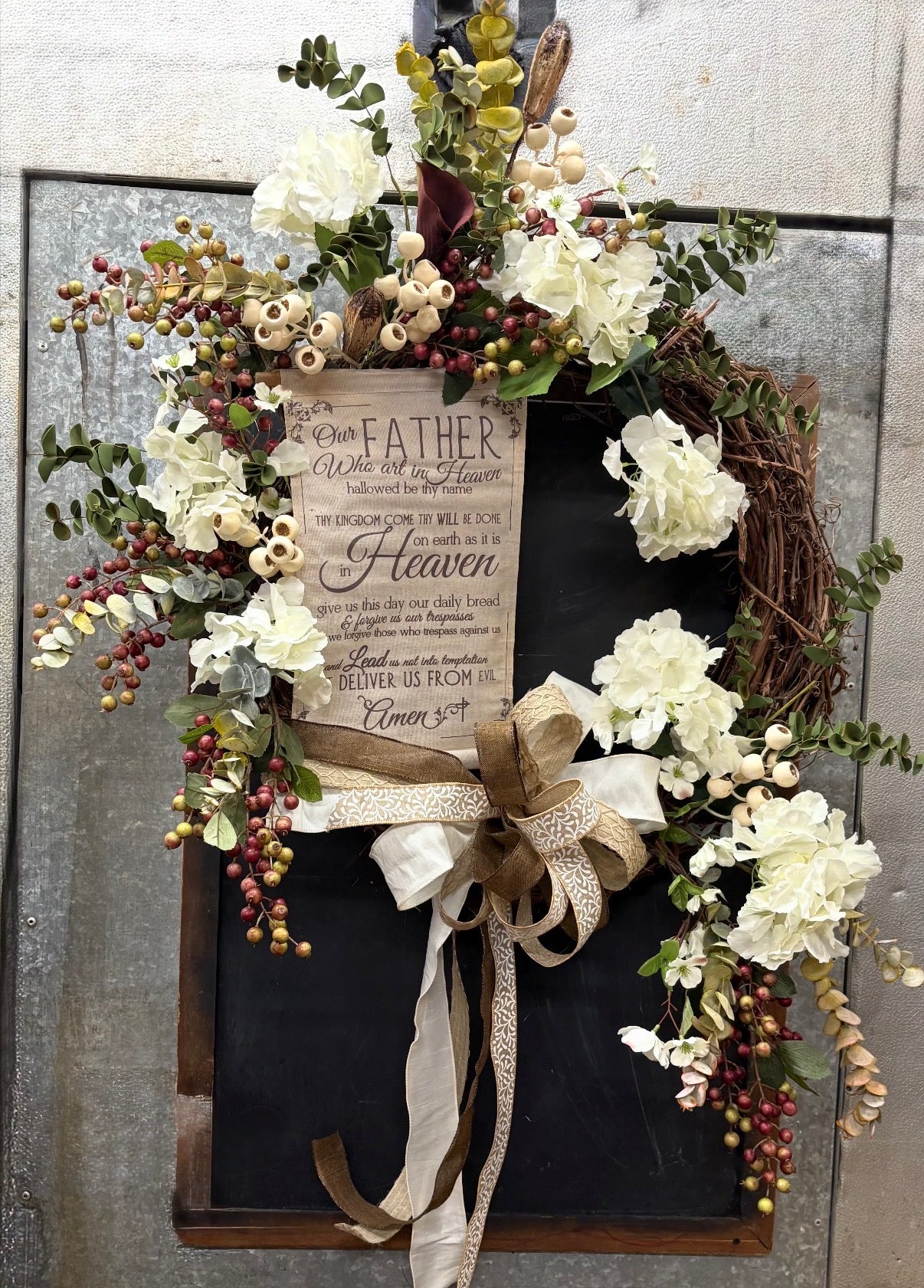 Lords Prayer Large Grapevine Wreath