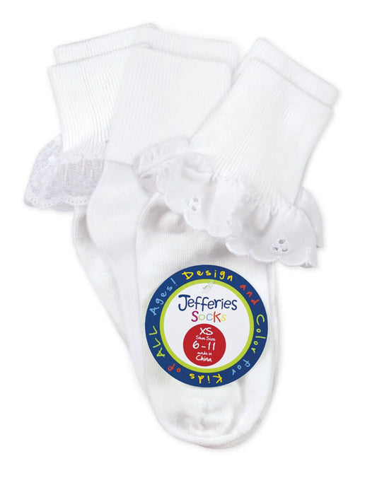 Jefferies Socks Eyelet/Turn Cuff/Lace Turn Cuff Socks 3 Pair Pack