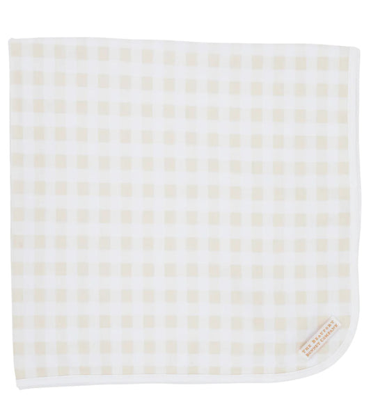 Beaufort Bonnet Baby Buggy Blanket-Palmetto Pearl Gingham With Worth Avenue White