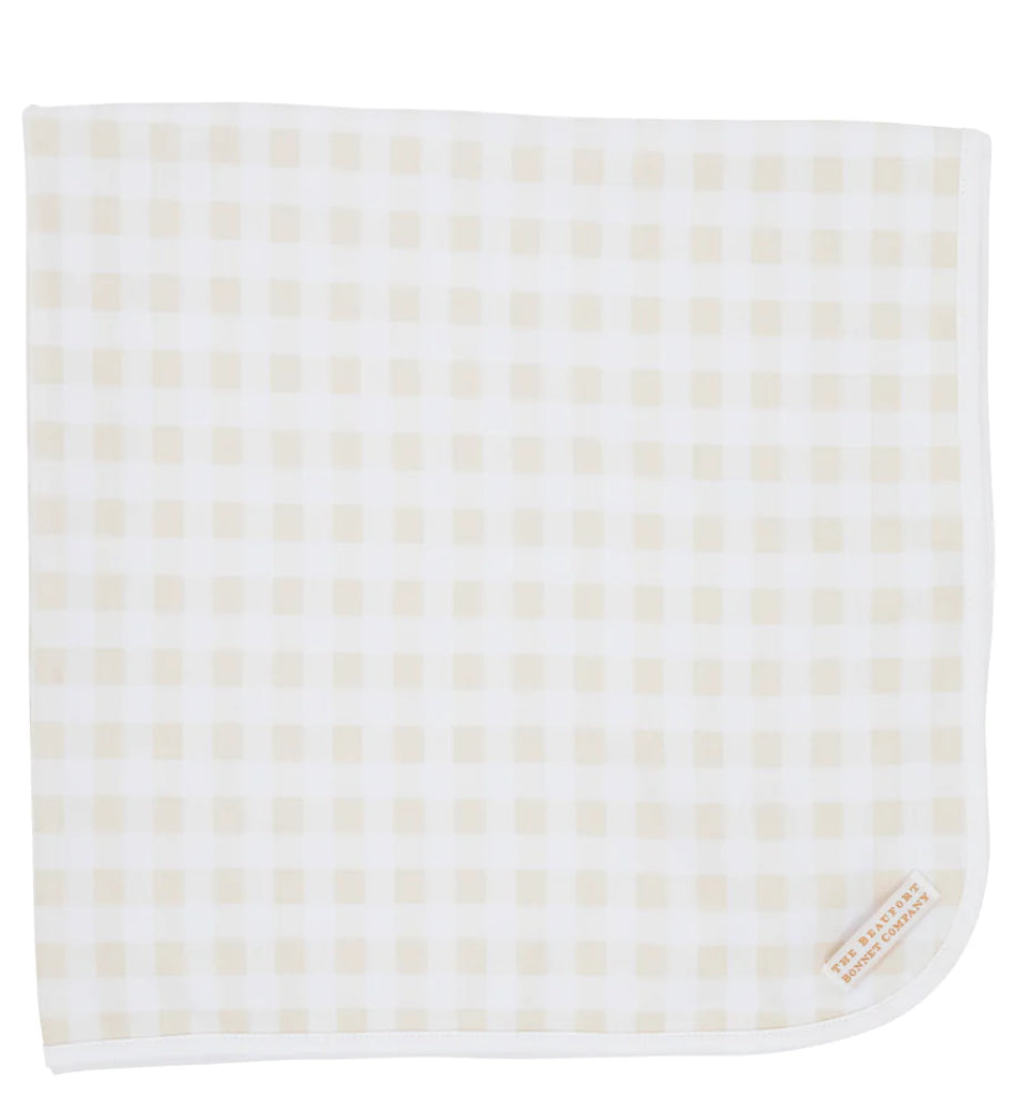 Beaufort Bonnet Baby Buggy Blanket-Palmetto Pearl Gingham With Worth Avenue White