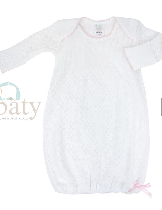 Paty Knit Overlap Shoulder Gown-Pink (3 months)