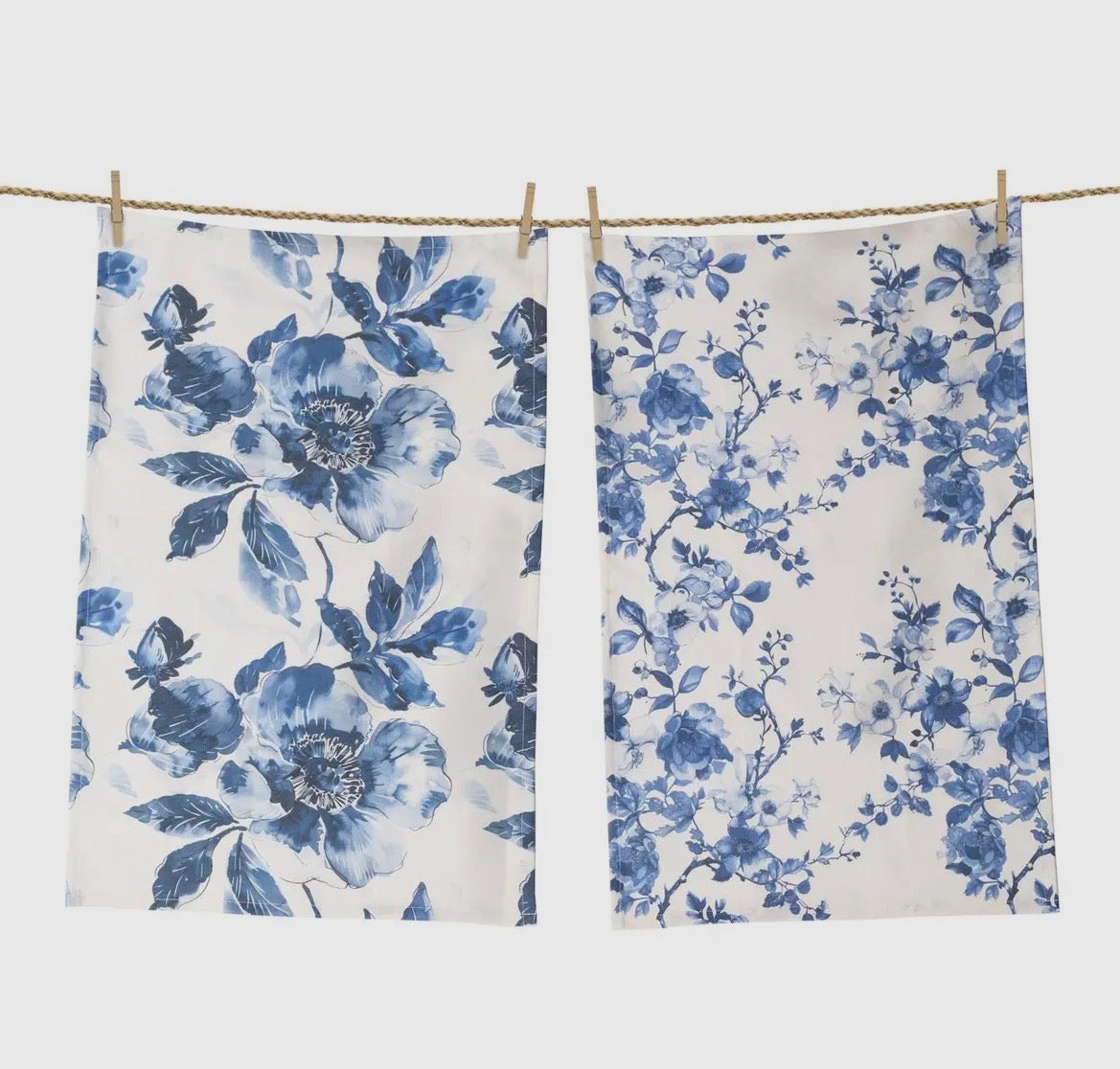 Audrey’s Home & Gift Tea Towels (Set of 2)-Blue Floral