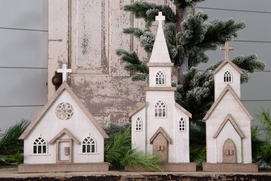 Audrey’s Home & Gifts Whitewashed Wooden Church Figures(assorted styles sold individually)