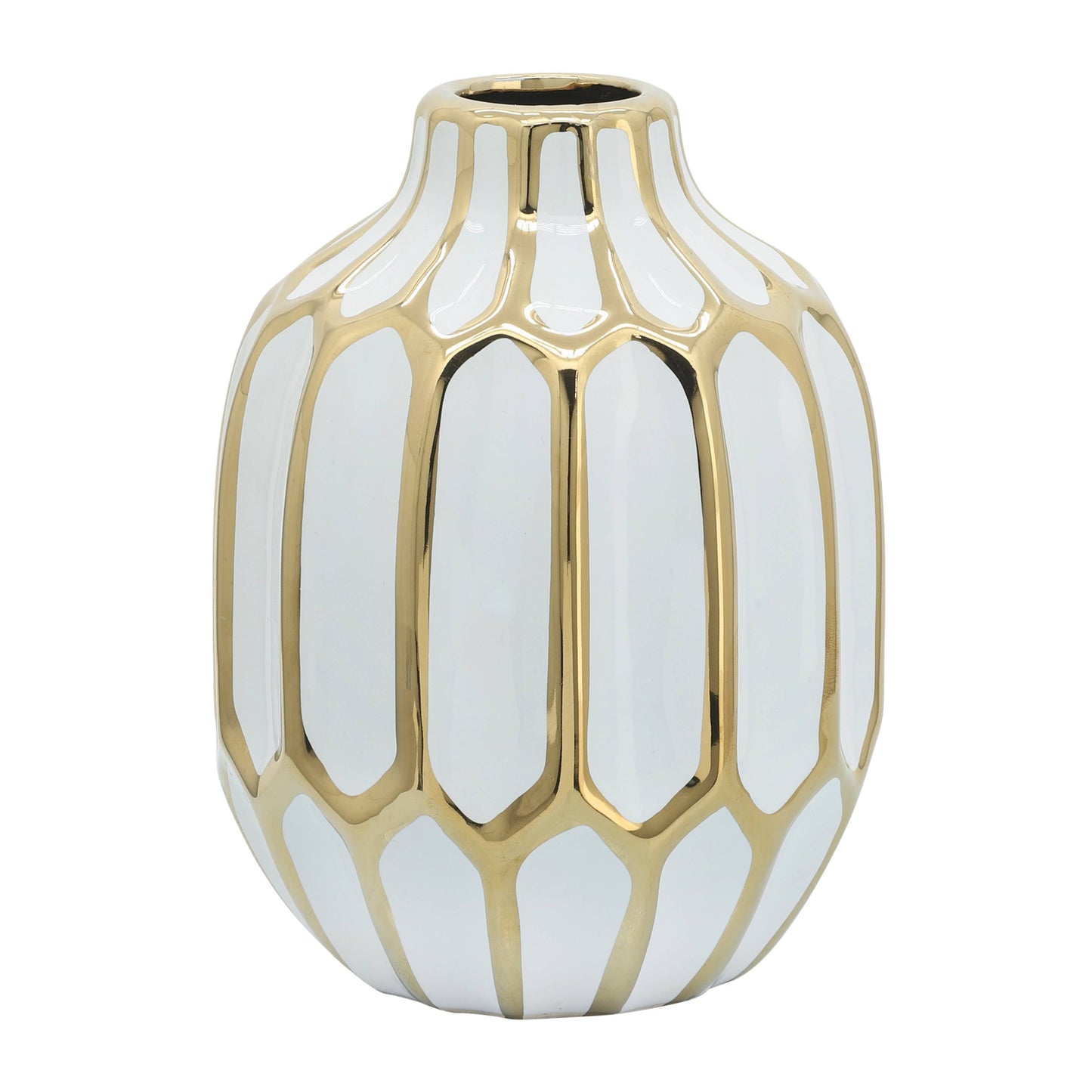 Sagebrook Home White/Gold Decorative Vase (8 inch)
