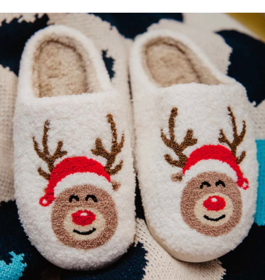 Katydid Reindeer Red Nose Slippers