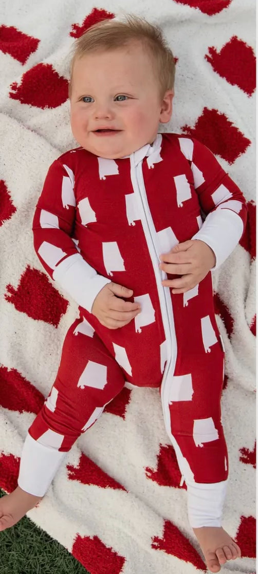 Gigi & Max Bamboo Baby Pajama Sleepies-Alabama Crismson