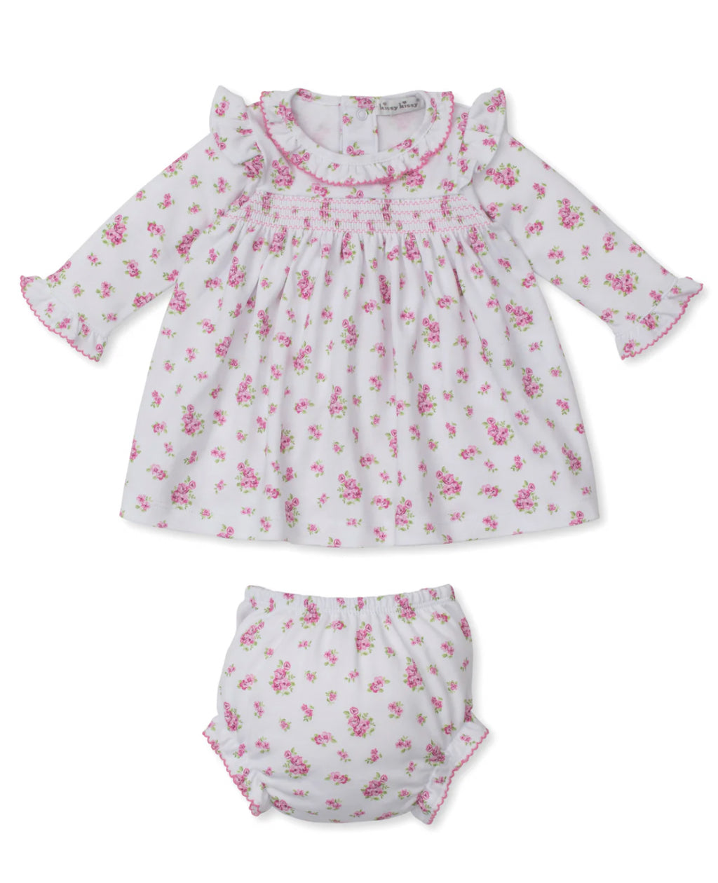 Kissy Kissy Roses and Blooms Pink Smocked Dress Set