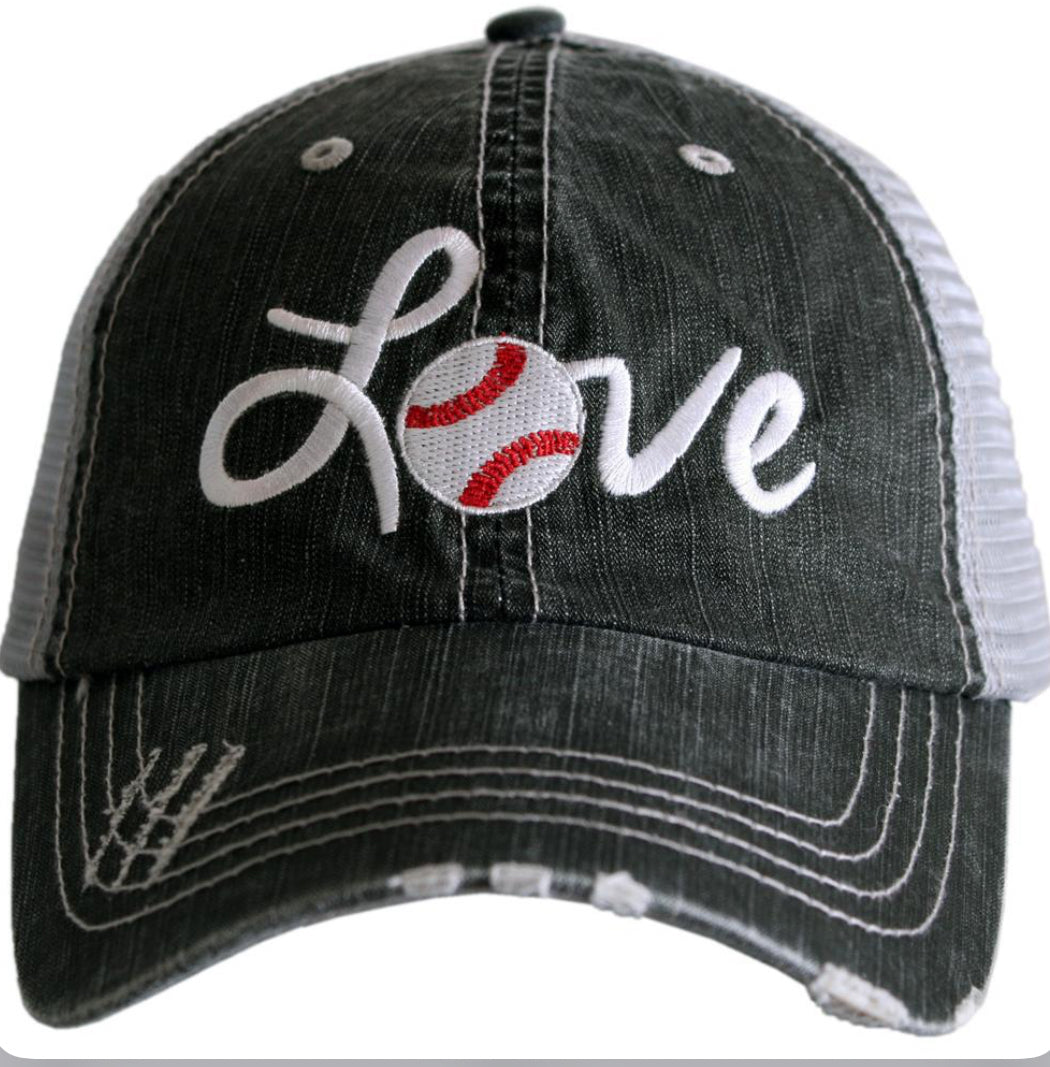 Katydid Trucker Hat-Love Baseball