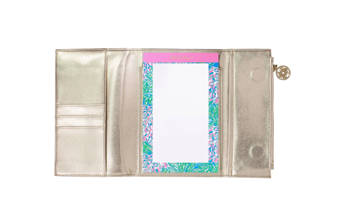 Lilly Pulitzer Notepad Folio-Gold