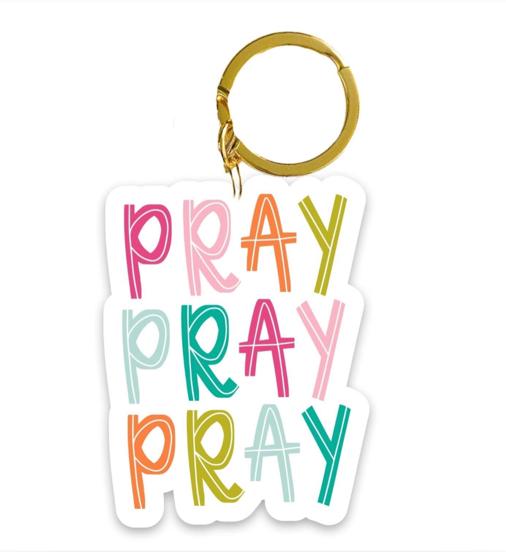 Mary Square Acrylic Keychain-Pray Pray Pray