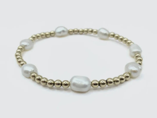 Erin Gray Baroque Patterned Pearl Bracelet in 14k Gold-Filled