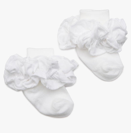 Jefferies Socks Double Ruffle Turncuff Sock (Infant)