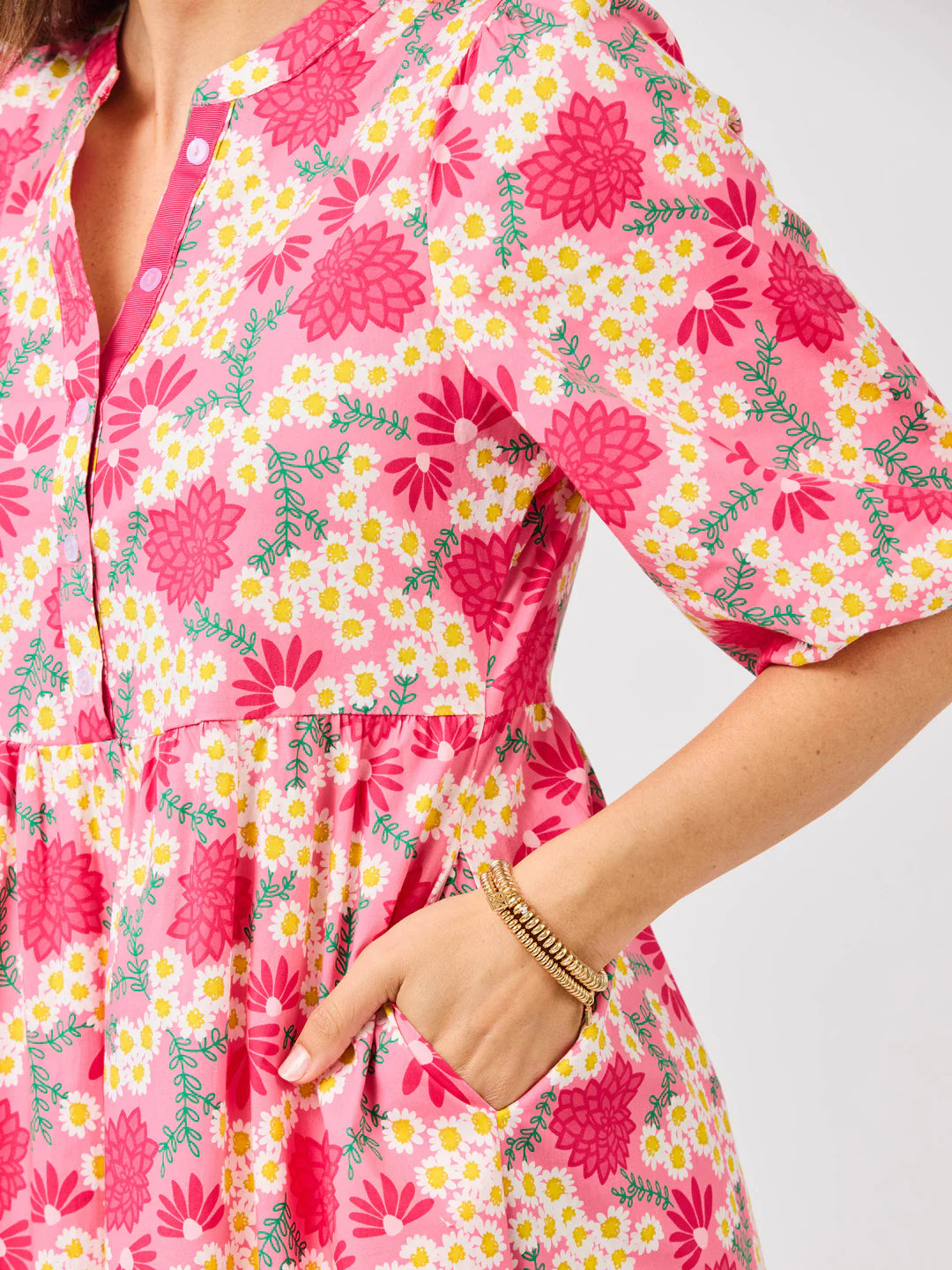 Mary Square Riley Dress-Daisy Chain Pink