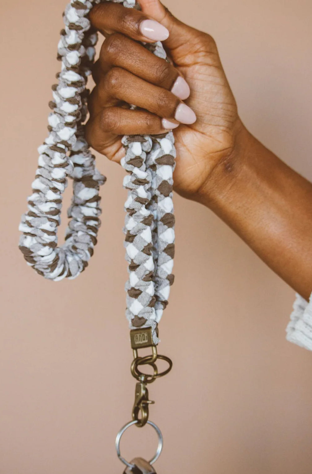 Shop ANDi Brown Checked Lanyard