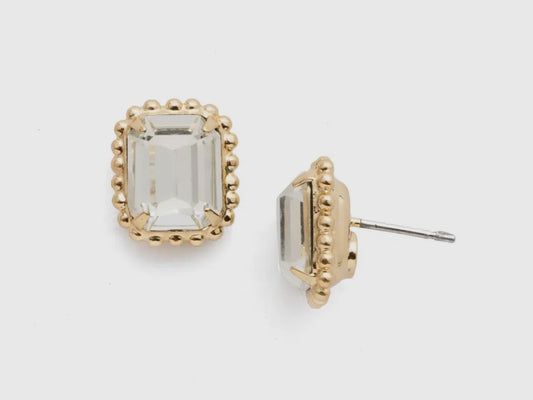 Sorrelli Octavia Scalloped Stud Earrings-Clear
