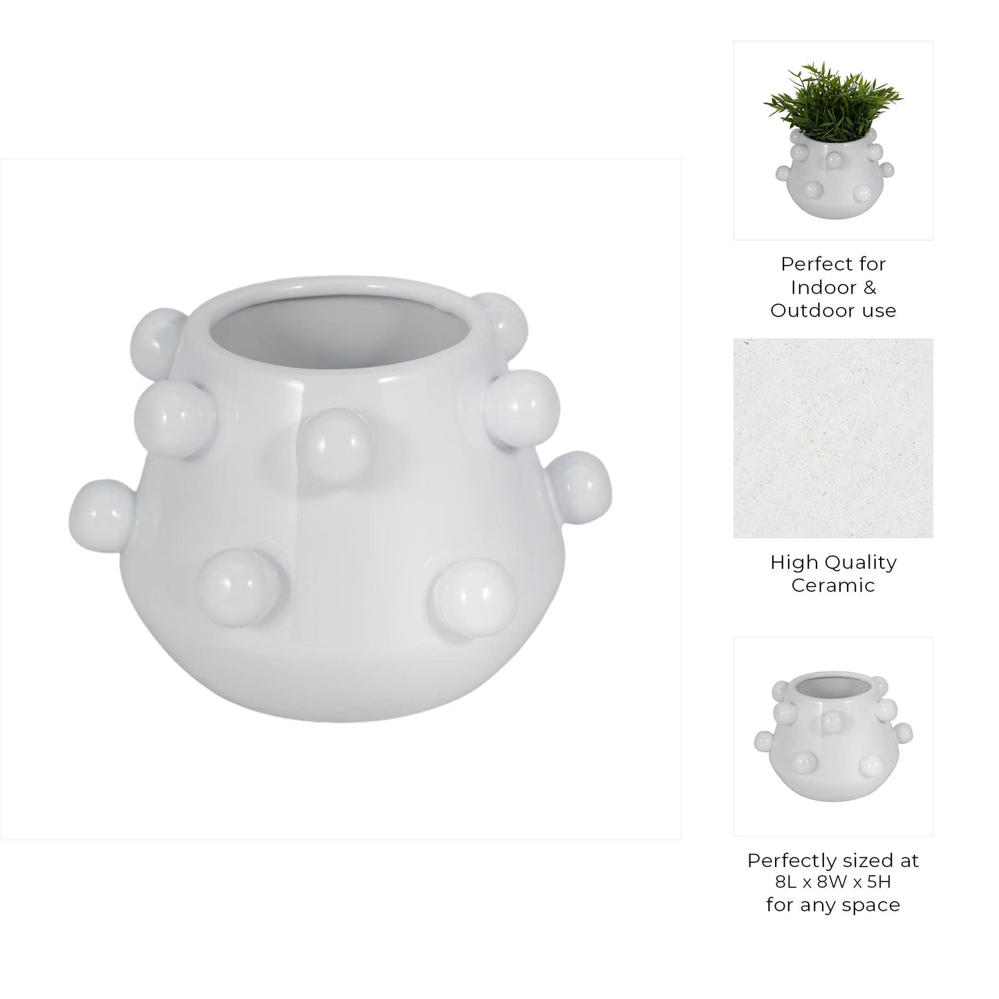 Sagebrook Home White Ceramic Bubble Plant Pot (8 inch)