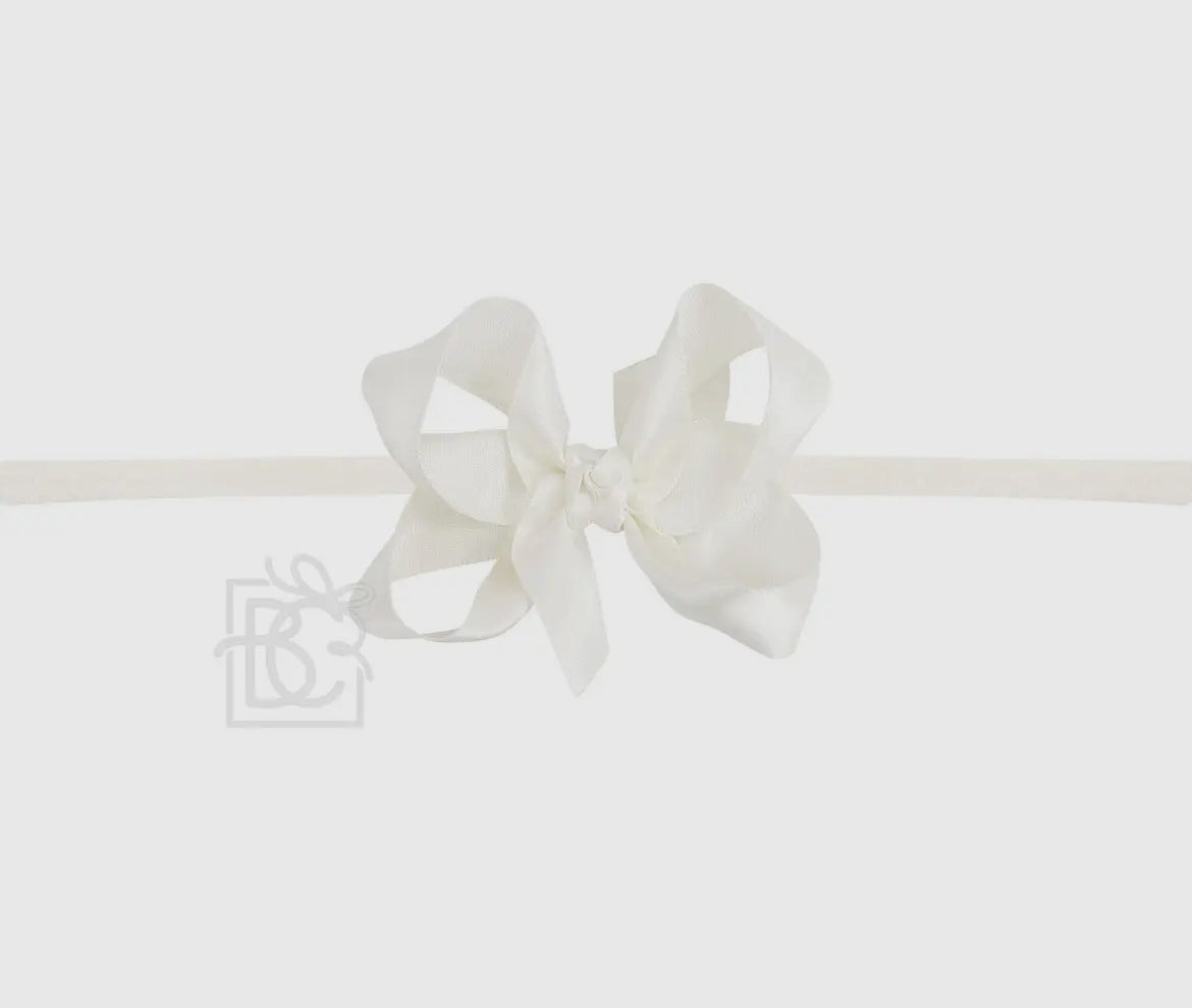 Beyond Creations Pantyhose Headband W/Satin Bow (1/4”)-Antique White