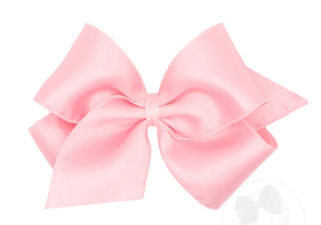 Wee Ones King Dupioni Silk And Crosgrain Overlay Bow-Light Pink