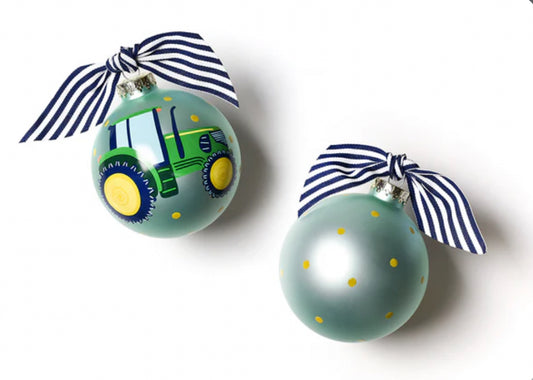 Coton Colors On The Farm Tractor Glass Ornament
