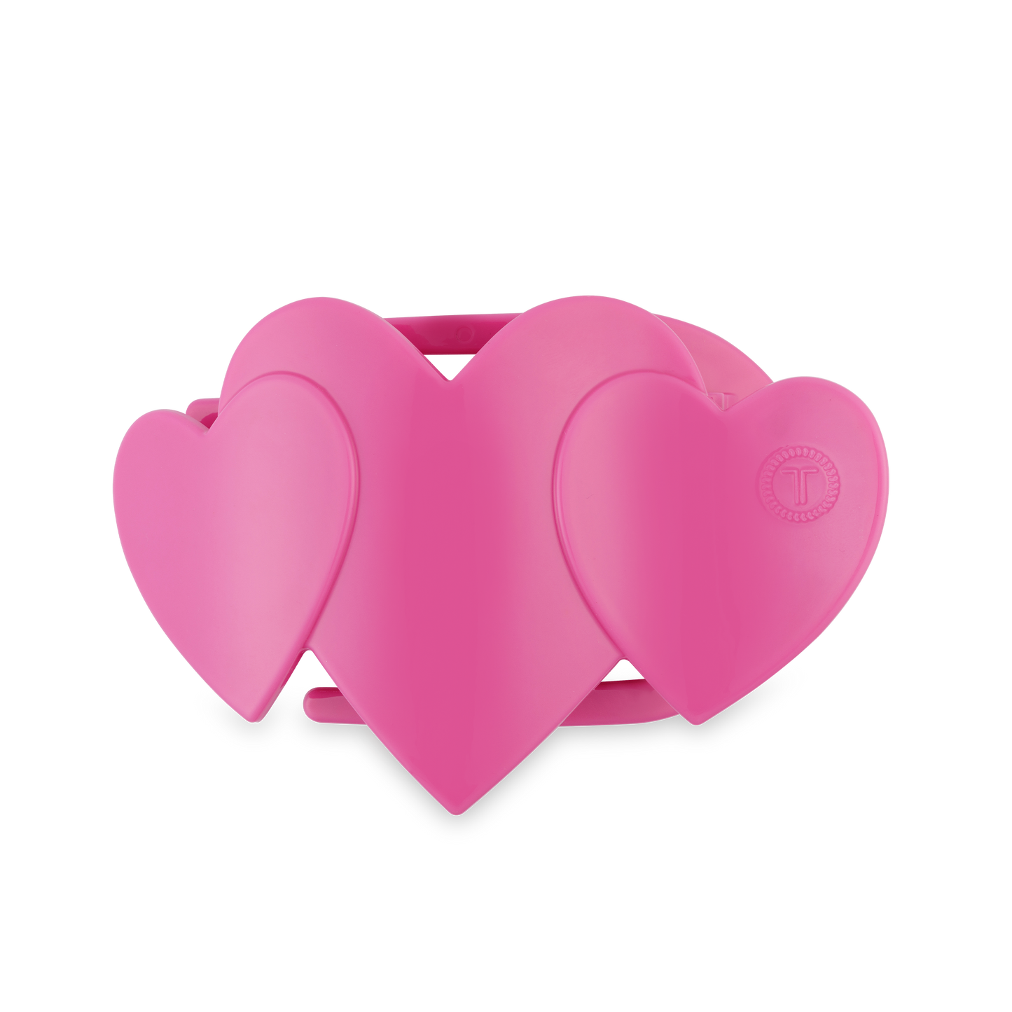 Teleties Medium Flat Hair Clip-Pink Heart to Heart