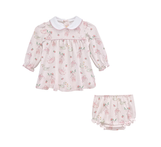 Baby Club Chic Baby Club Chic Twinkle Toes Printed Dress With Round Collar