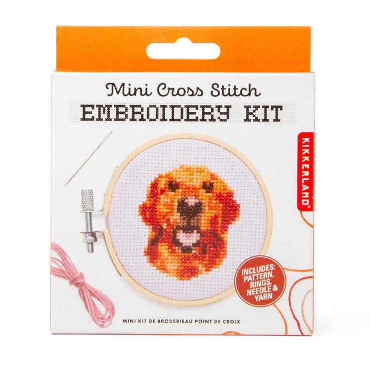Kikkerland Mini Cross Embroidery Kit-Dog