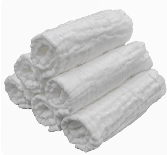 LollyBanks Muslin Washcloth (Pack of 6)-White