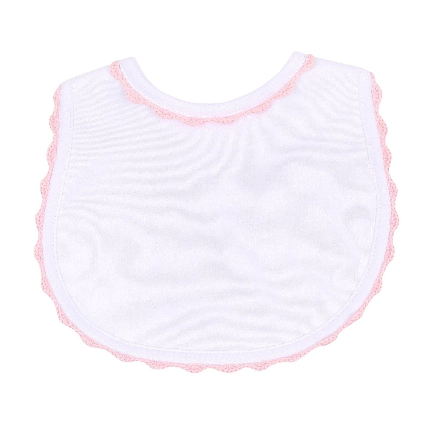 Magnolia Baby Baby Joy Bib with Pink Crochet Trim
