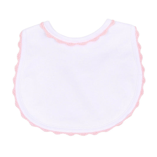 Magnolia Baby Baby Joy Bib with Pink Crochet Trim
