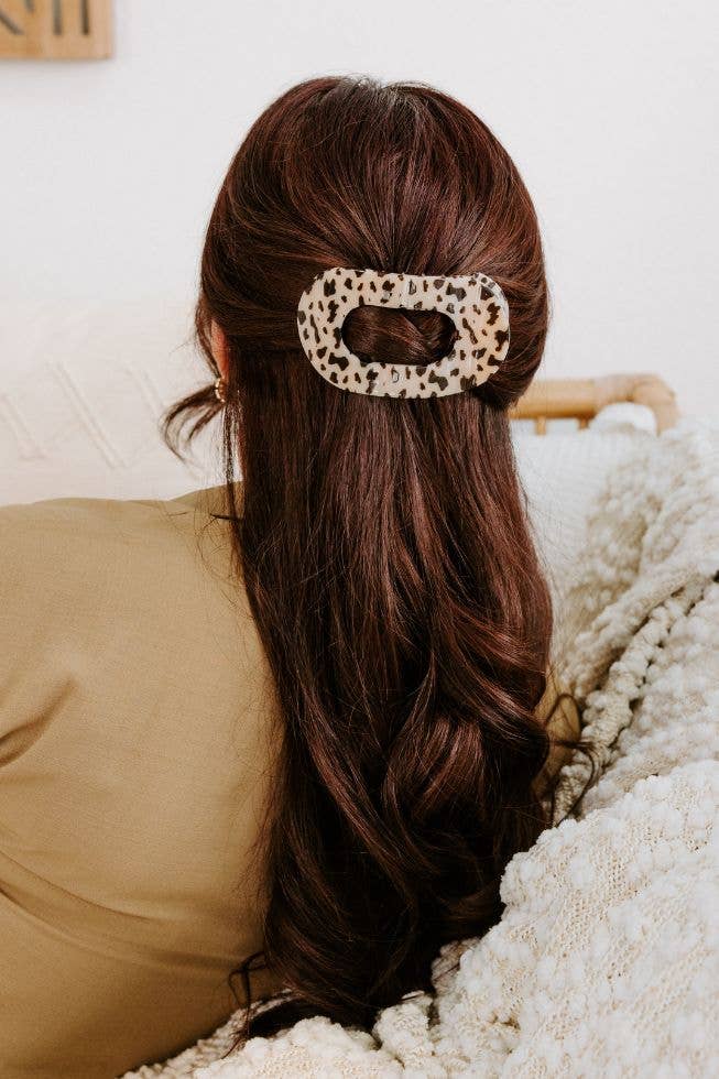 Teleties Large Round Flat Hair Clip-Blonde Tortoise