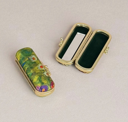 Cathayana Artist Painting Print Lipstick Case/Holder with Mirror-Klimt Flower Farm