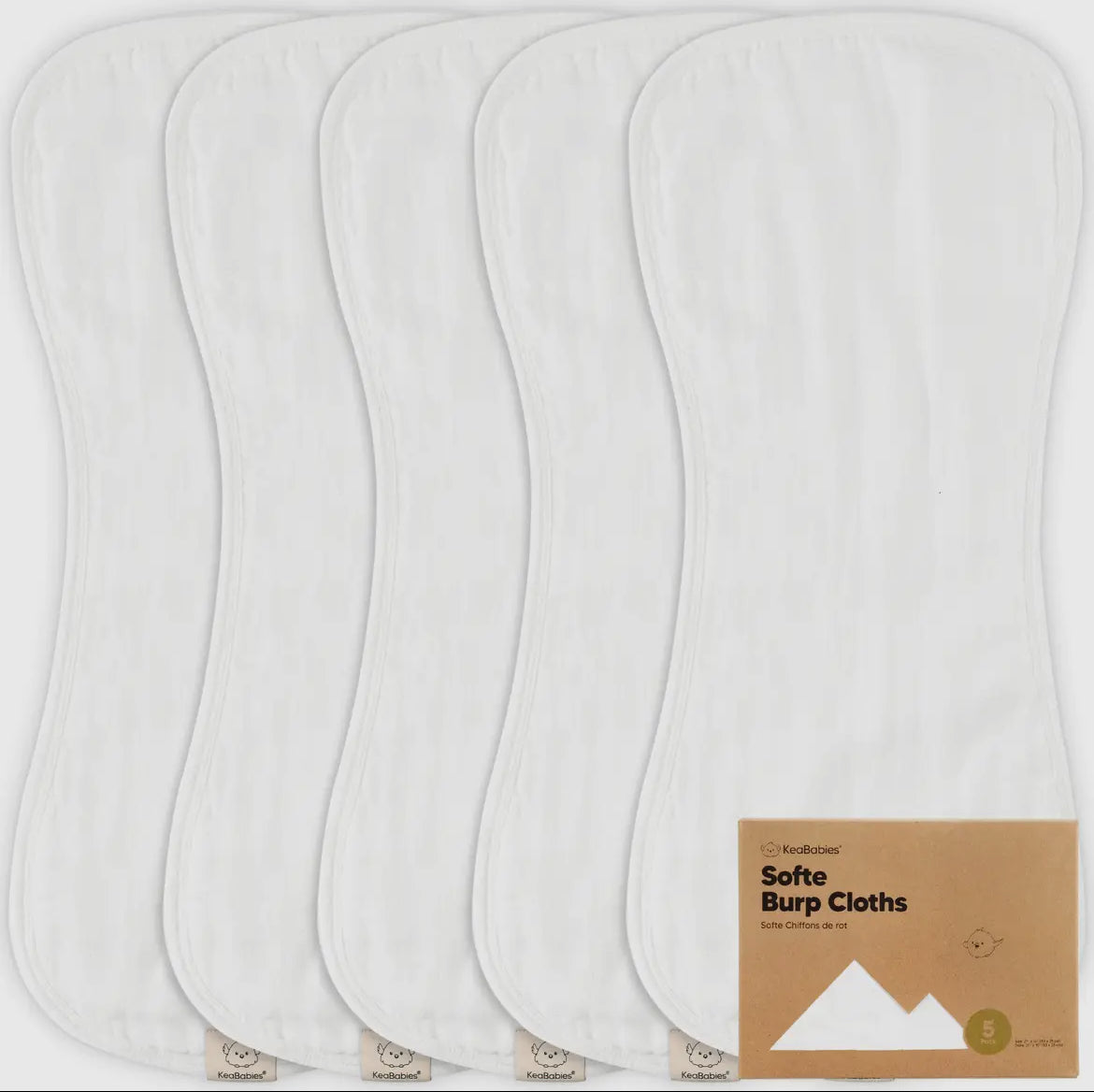 KeaBabies 5-Pack Softe Muslin Burp Cloths