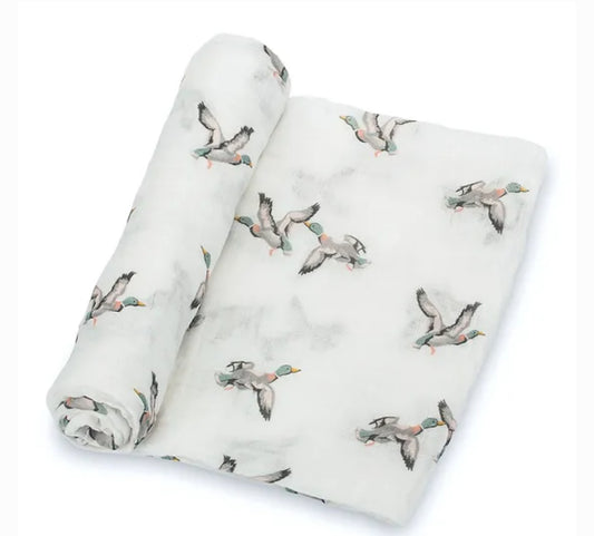 LollyBanks Quackin’ Up Baby Muslin Swaddle Blanket