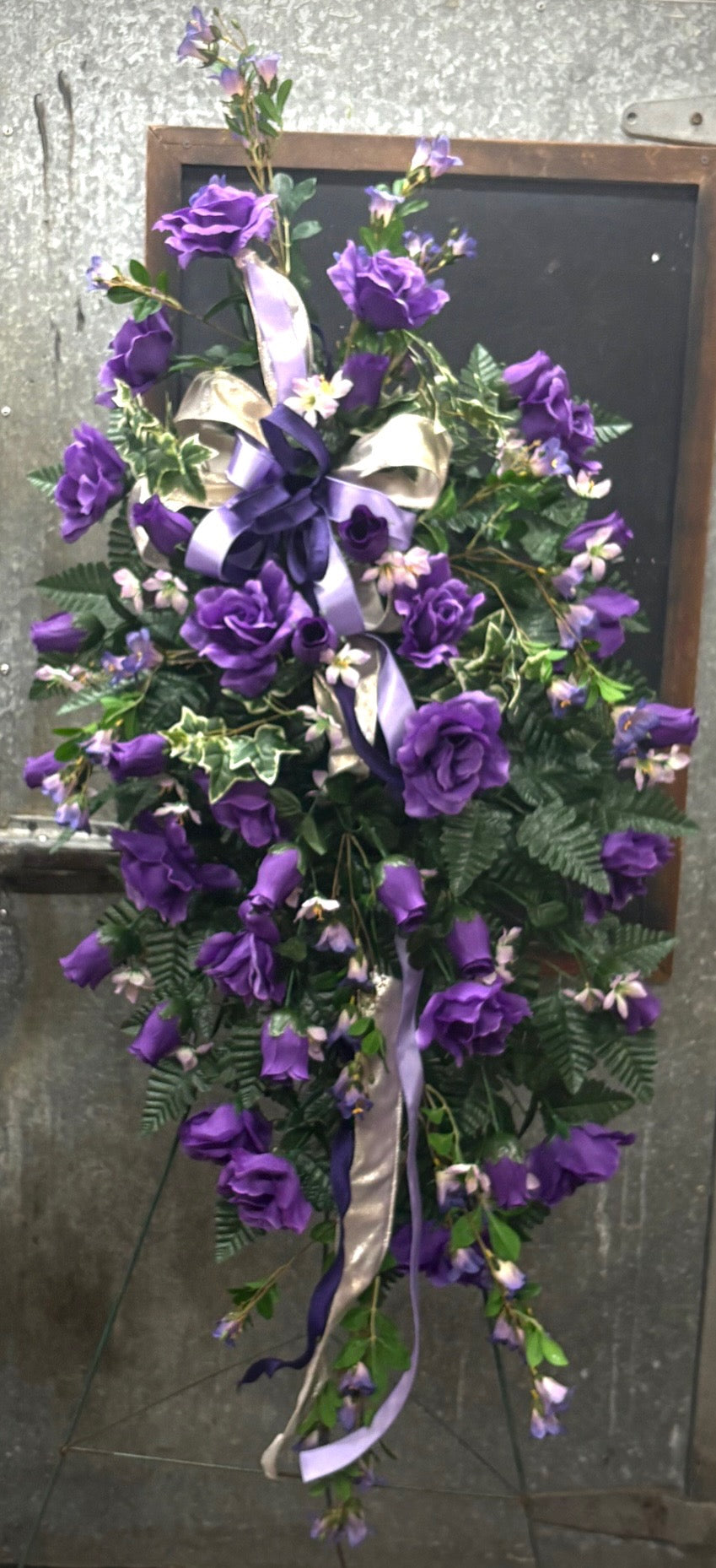 Purple Rose Silk Bereavement Spray
