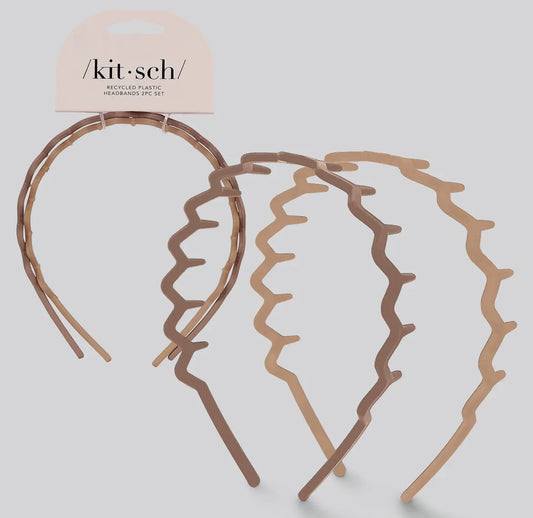 Kitsch Recycled Plastic Zig Zag Headband (2pc)-Neutral