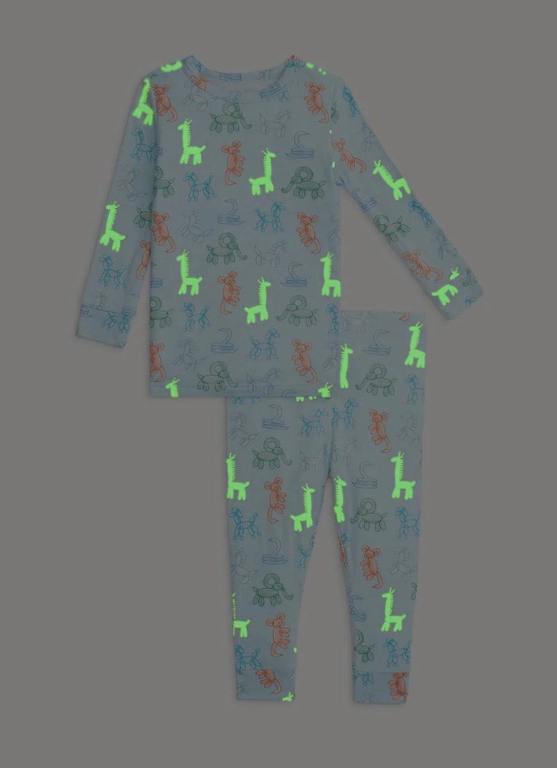 Magnetic Me Blue Party Animals Glow In The Dark Modal Pajama Set