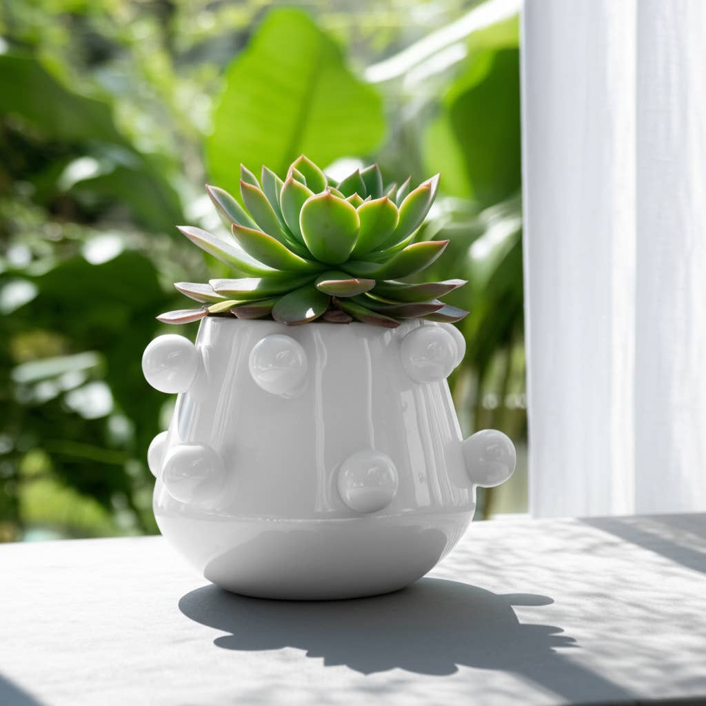 Sagebrook Home White Ceramic Bubble Plant Pot (8 inch)