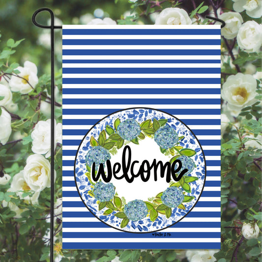 Baxter & Me Garden Flag-Hydrangeas Welcome Willow