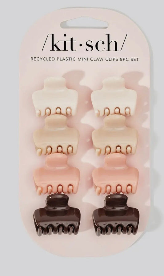 Kitsch Recycled Plastic Mini Cloud Claw Clips (8pc Set)-Rosewood