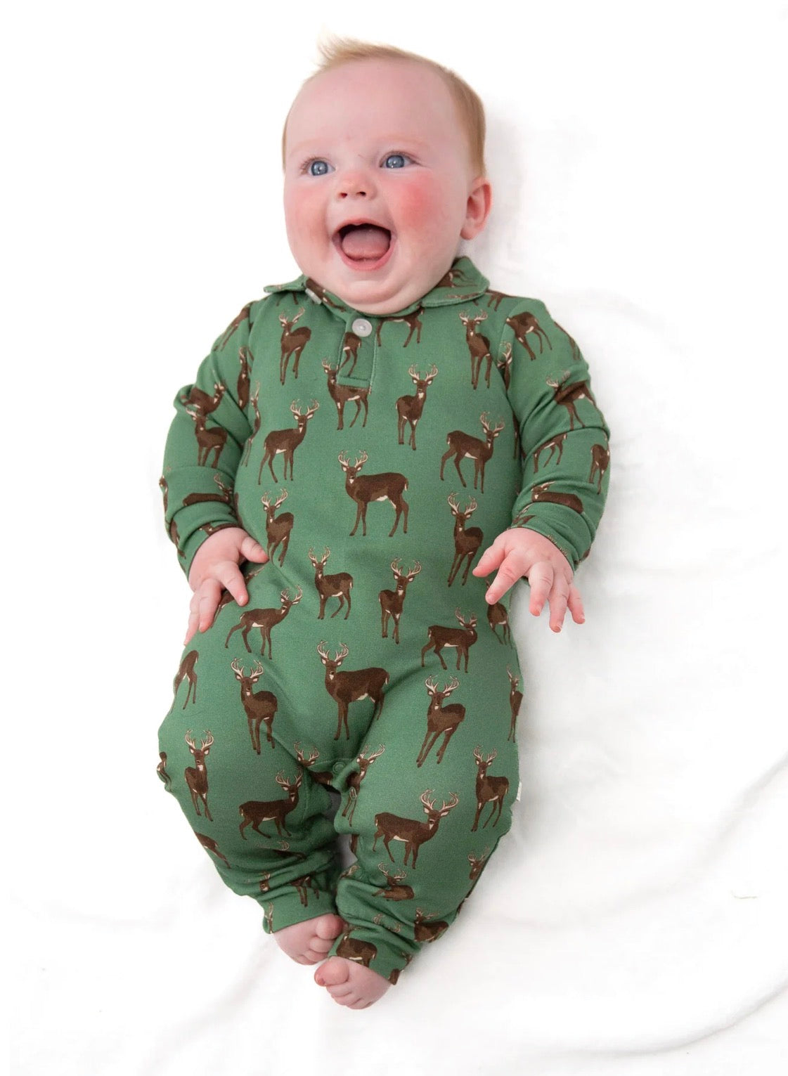 Goosies Sweatshirt Polo Romper-Deer (3-6 months)