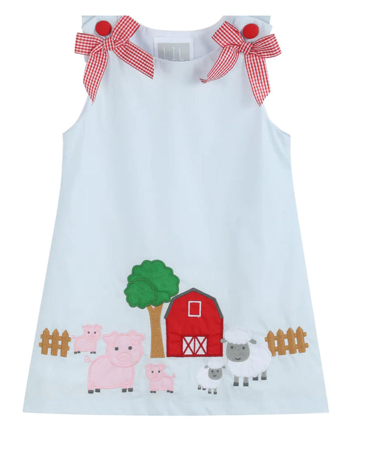 Lil Cactus Light Blue Barnyard A-Line Dress (3T)