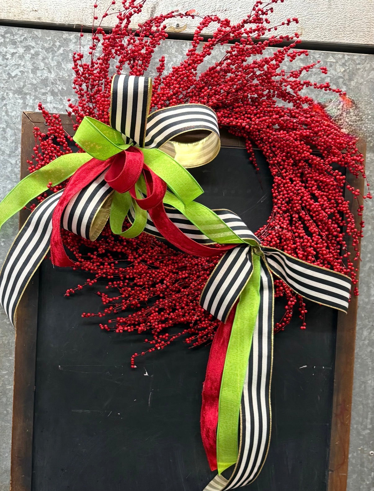 Red Holly Berry Wreath with Bow