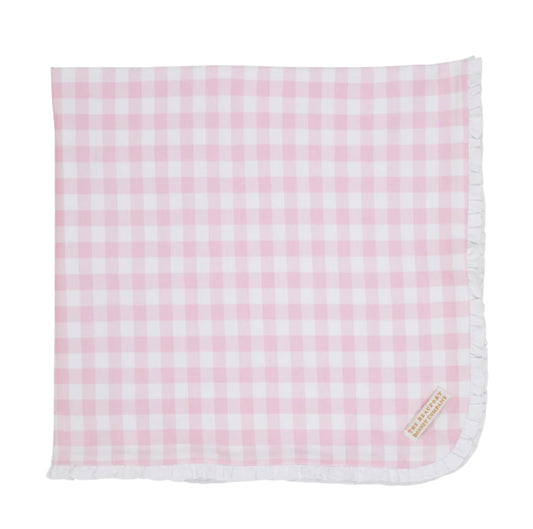 Beaufort Bonnet Baby Buggy Blanket-Palm Beach Pink Gingham With Worth Avenue White