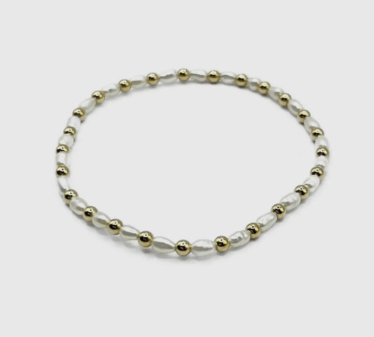 Erin Gray Montauk 14k Gold and Pearl Waterproof Bracelet (3mm)