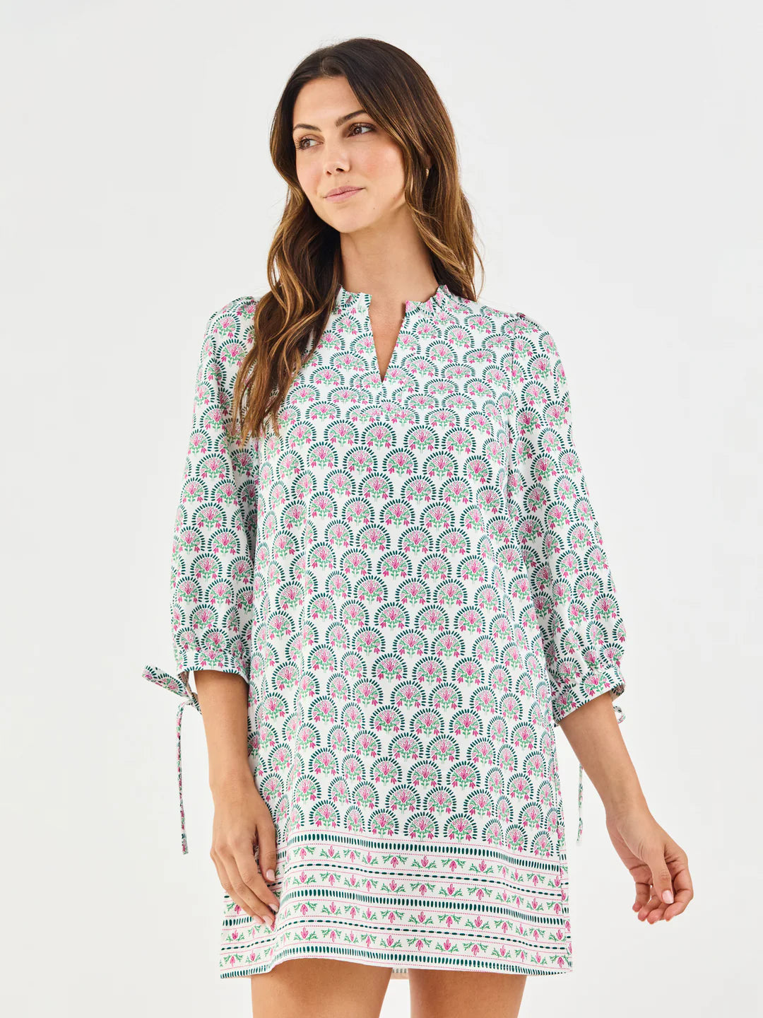 Mary Square Lainey Dress-Sunshower Flora White
